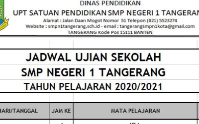 Jadwal Ujian Sekolah Tahun Pelajaran 2020/2021